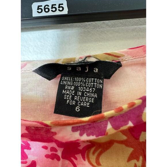 Saja Pink Floral Cotton A Line Skirt Size 6 - Picture 4 of 4